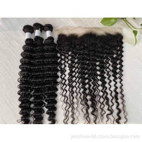 Peruvian virgin human hair bundles with lace closure 100% Unprocessed Raw Virgin cuticle aligned hair weave